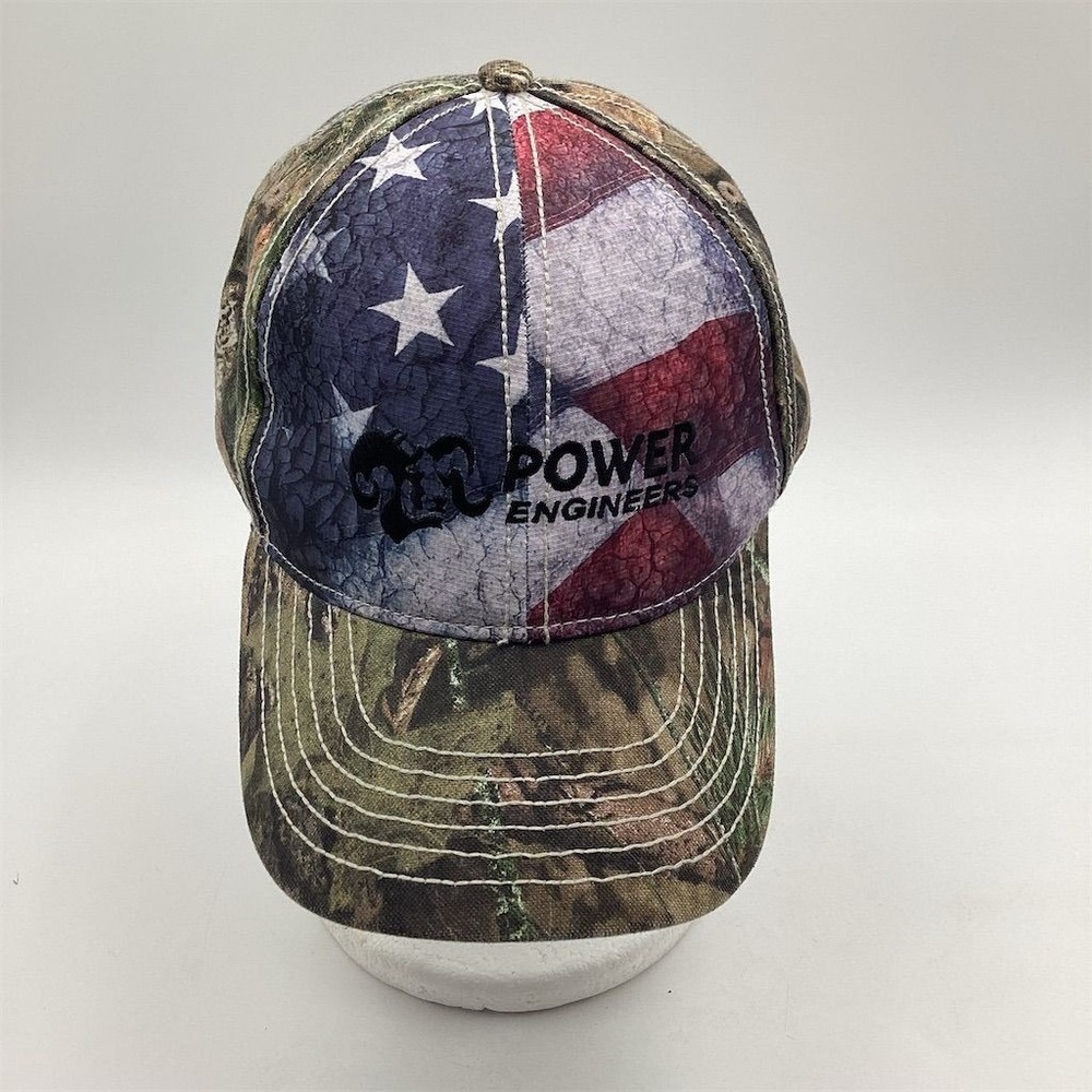 OUTDOOR CAP Camo Baseball Cap American Flag‎ Power Engineers Logo Hat
